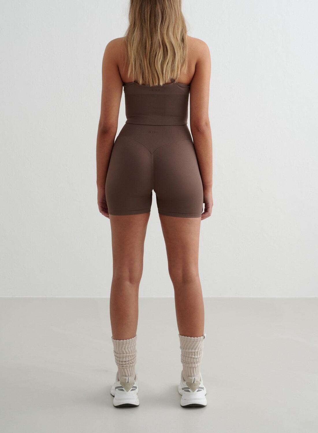 Femme Yoga Short Mini Sans Couture Marron 2/4