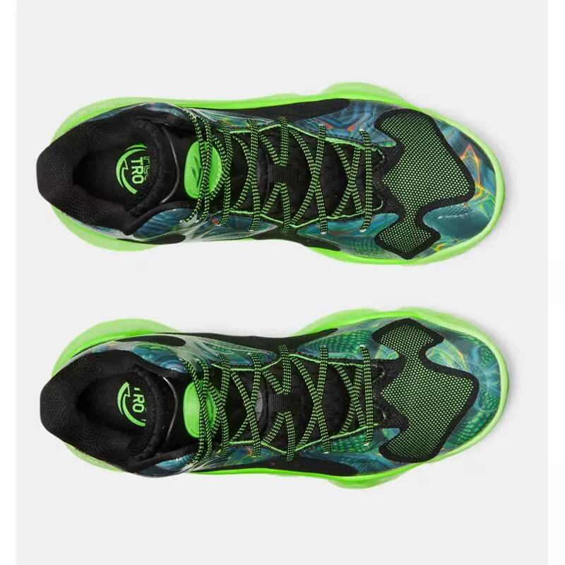 Chaussure de Basketball Under Armour Curry Spawn Flotro Vert 3/4