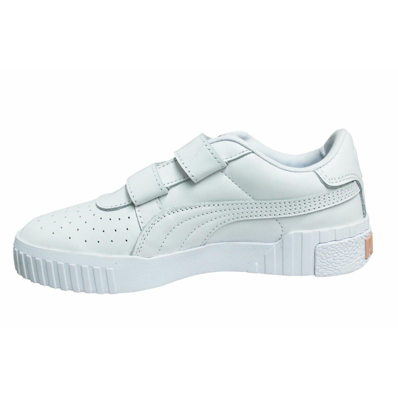 Puma Cali V x Selena Gomez Double Strap White Leather Kids Trainers 372461 01 3/3