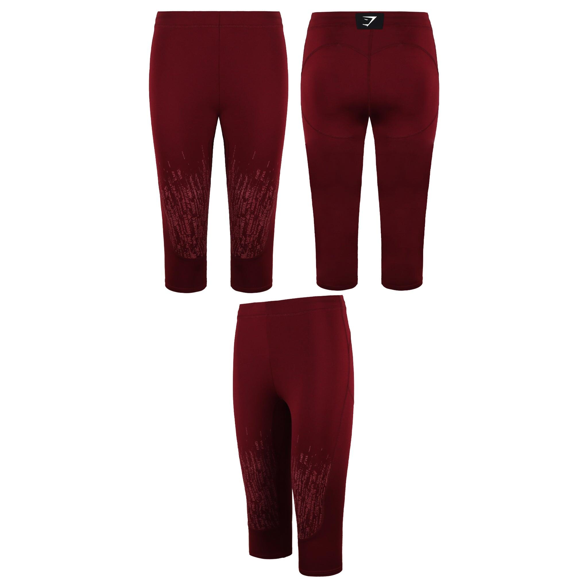 Gymshark Combat Womens Burgundy Cropped Leggings 4/4