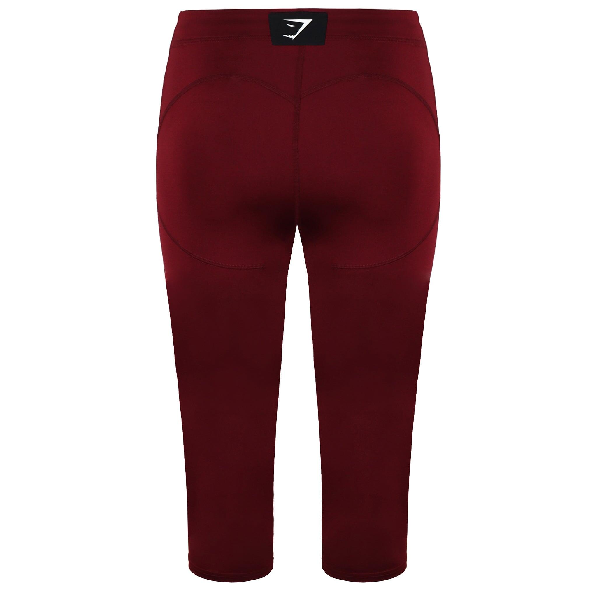 Gymshark Combat Womens Burgundy Cropped Leggings 3/4
