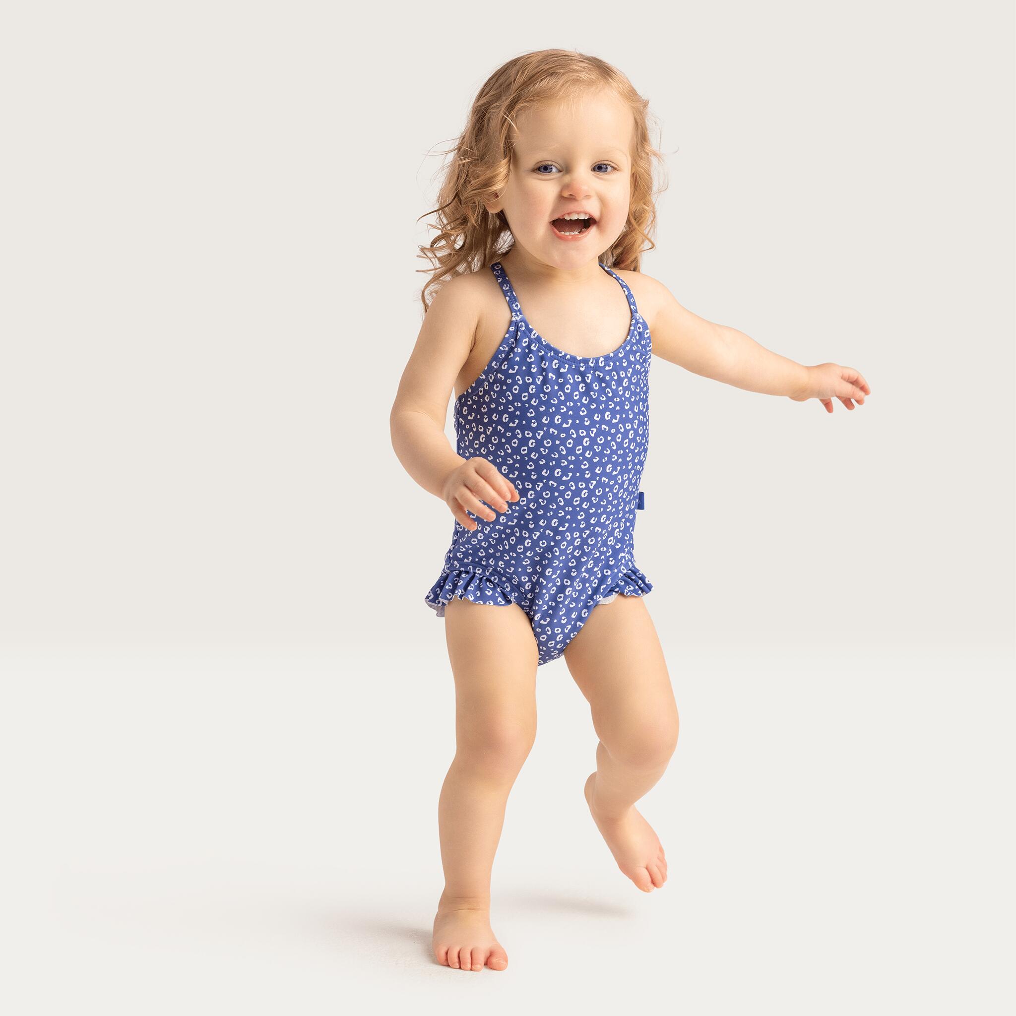 Swim Essentials Costume intero bambina per bambine - Blu - Leopard - 62/68 2/4