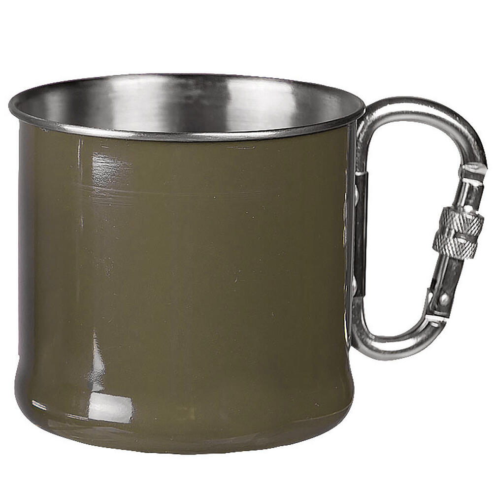 Mil-Tec Stainless Steel Cup With Carabiner 500ml Olive Drab 1/1