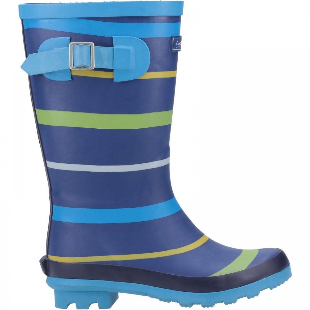 COTSWOLD Cotswold Stripe | Blue/Green/Yellow | Kids Stripy Wellies COL: Blue/Gr