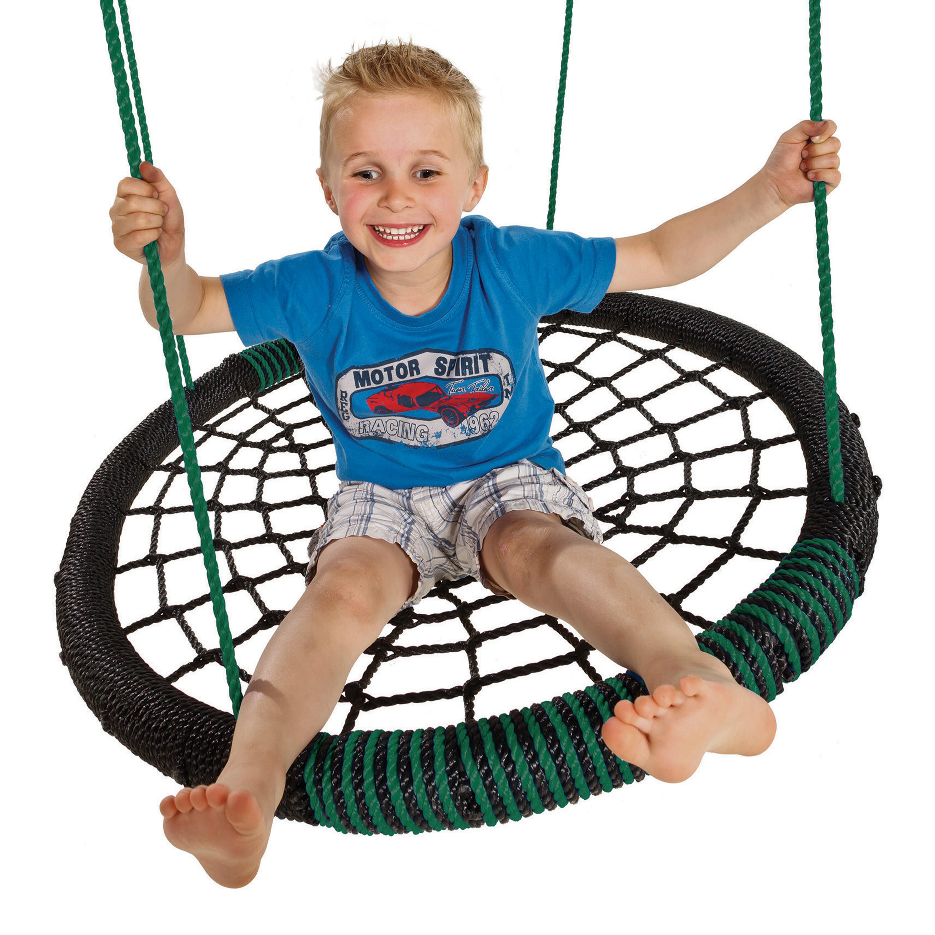 Balançoire Nid d’Oiseau Enfant 100 cm | Balançoire ronde verte 3/4