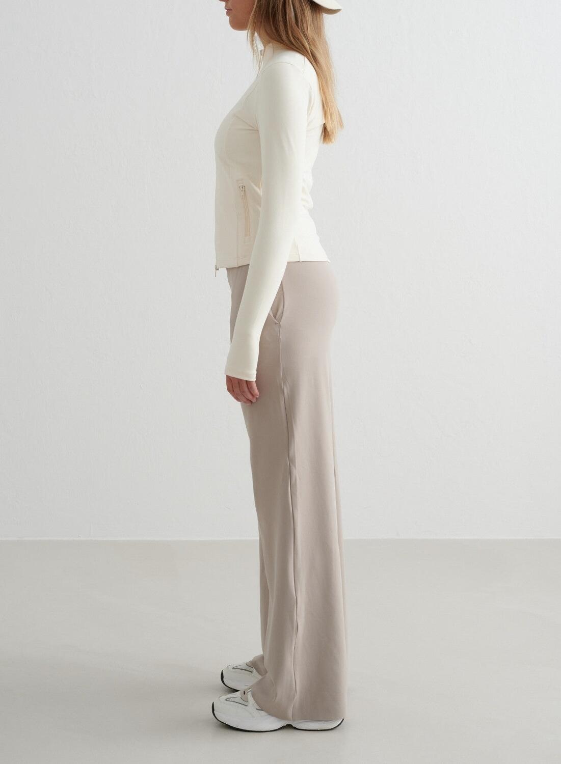 Femme Pantalon à Jambe Large Beige Foncé 3/4
