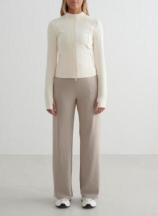 Femme Pantalon à Jambe Large Amandel Blanc
