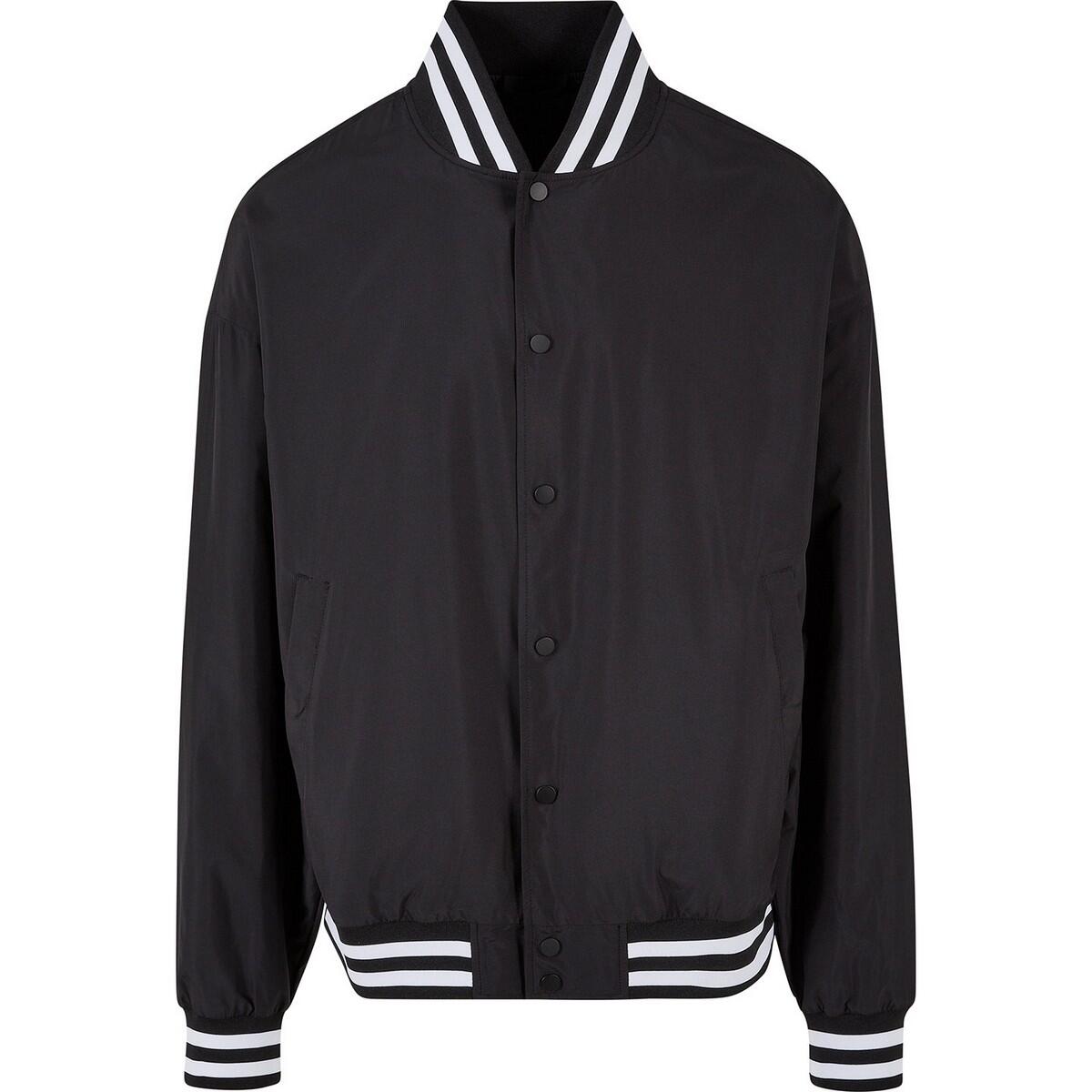 Mens Light College Lightweight Varsity Jacket (Black) 1/3