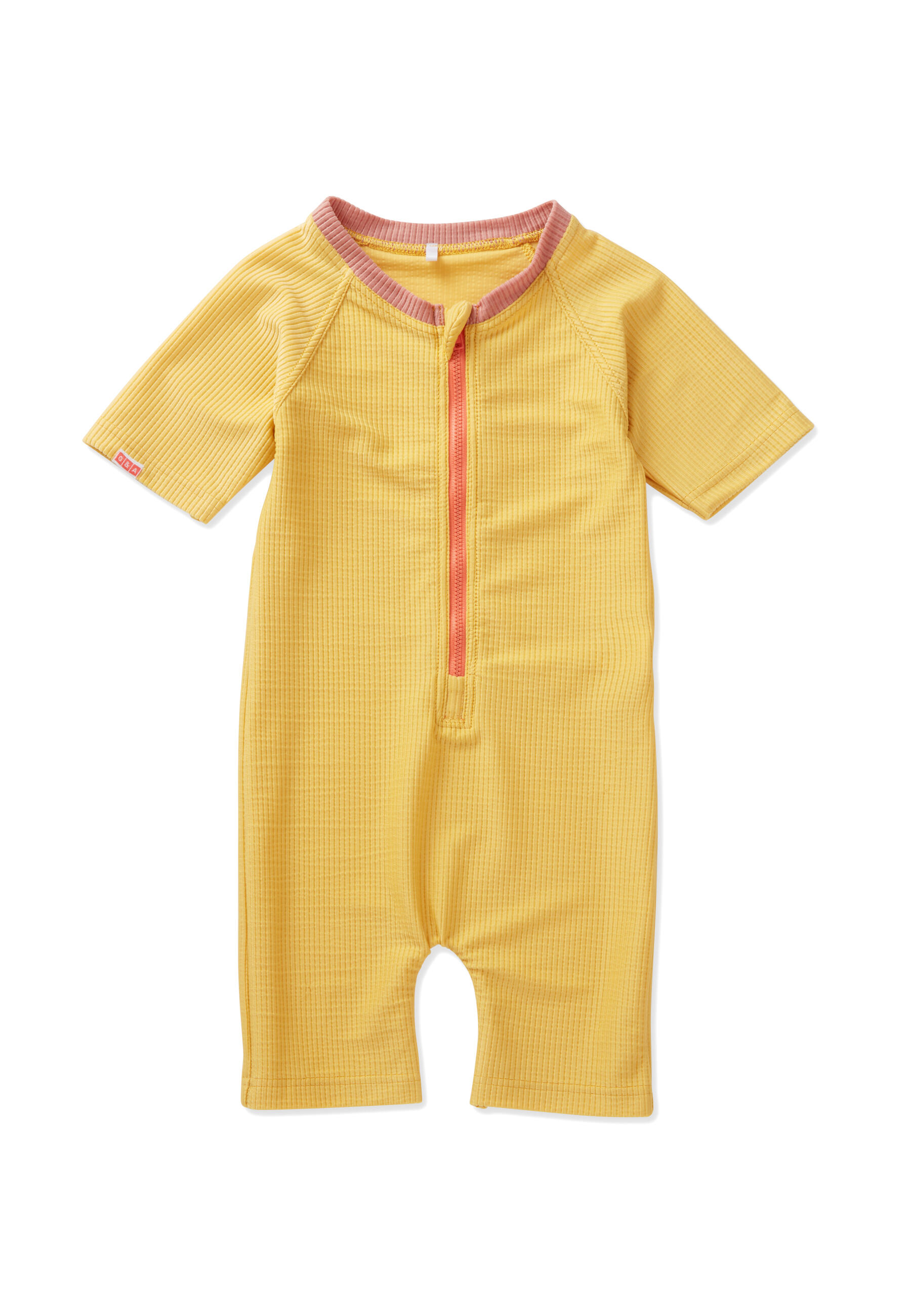 Ochre Ribbed Kids Shortie Swimsuit 1/2