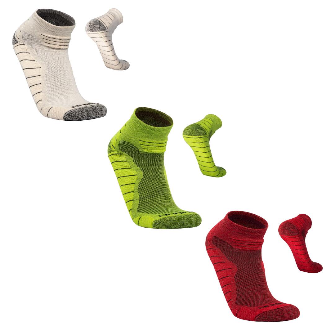 ANDINA OUTDOORS Alpaka Merino Kurze Laufsocken: APEX, Anti-Blasen mit Polsterung und Kompression
