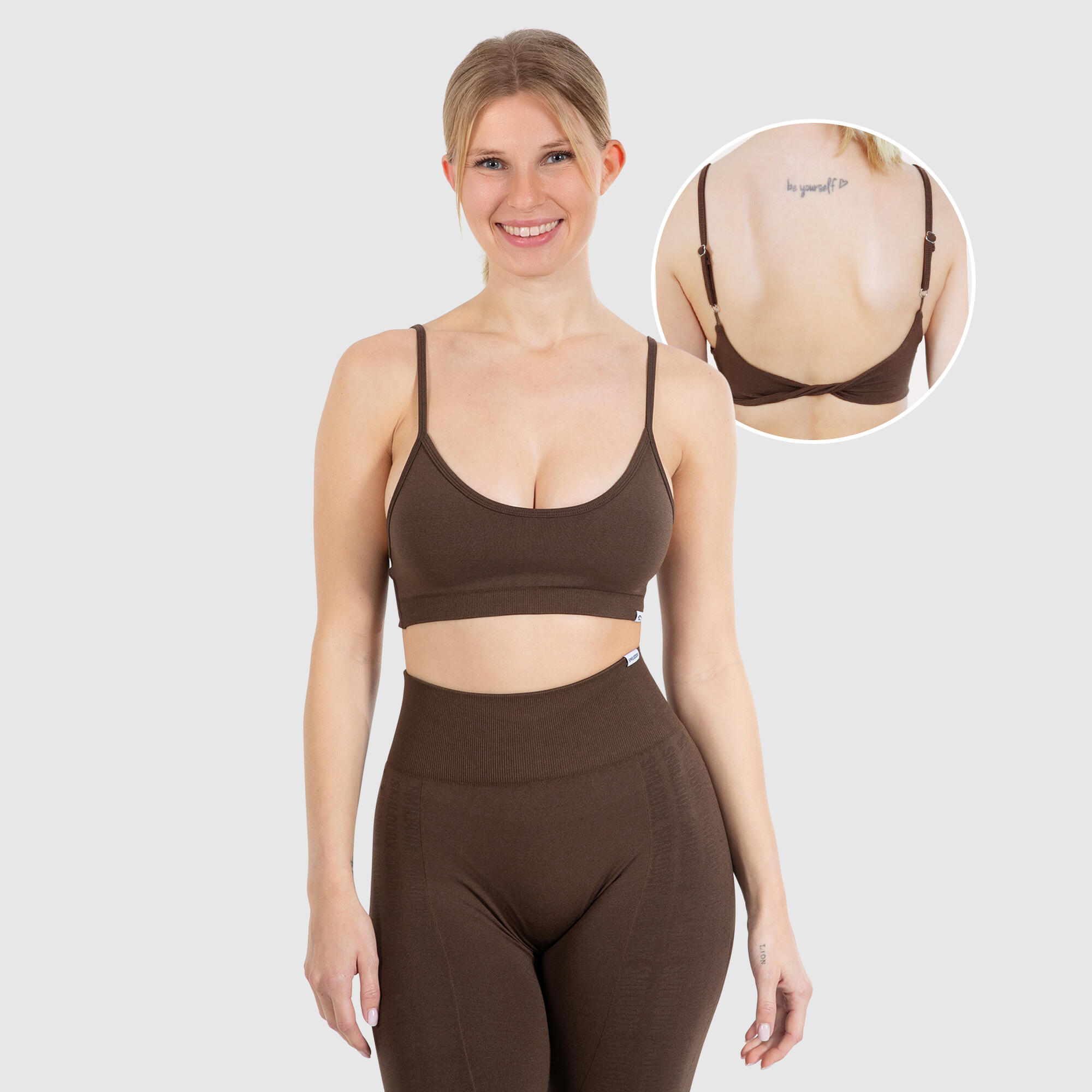 SMILODOX Damen Sport BH Layne Braun