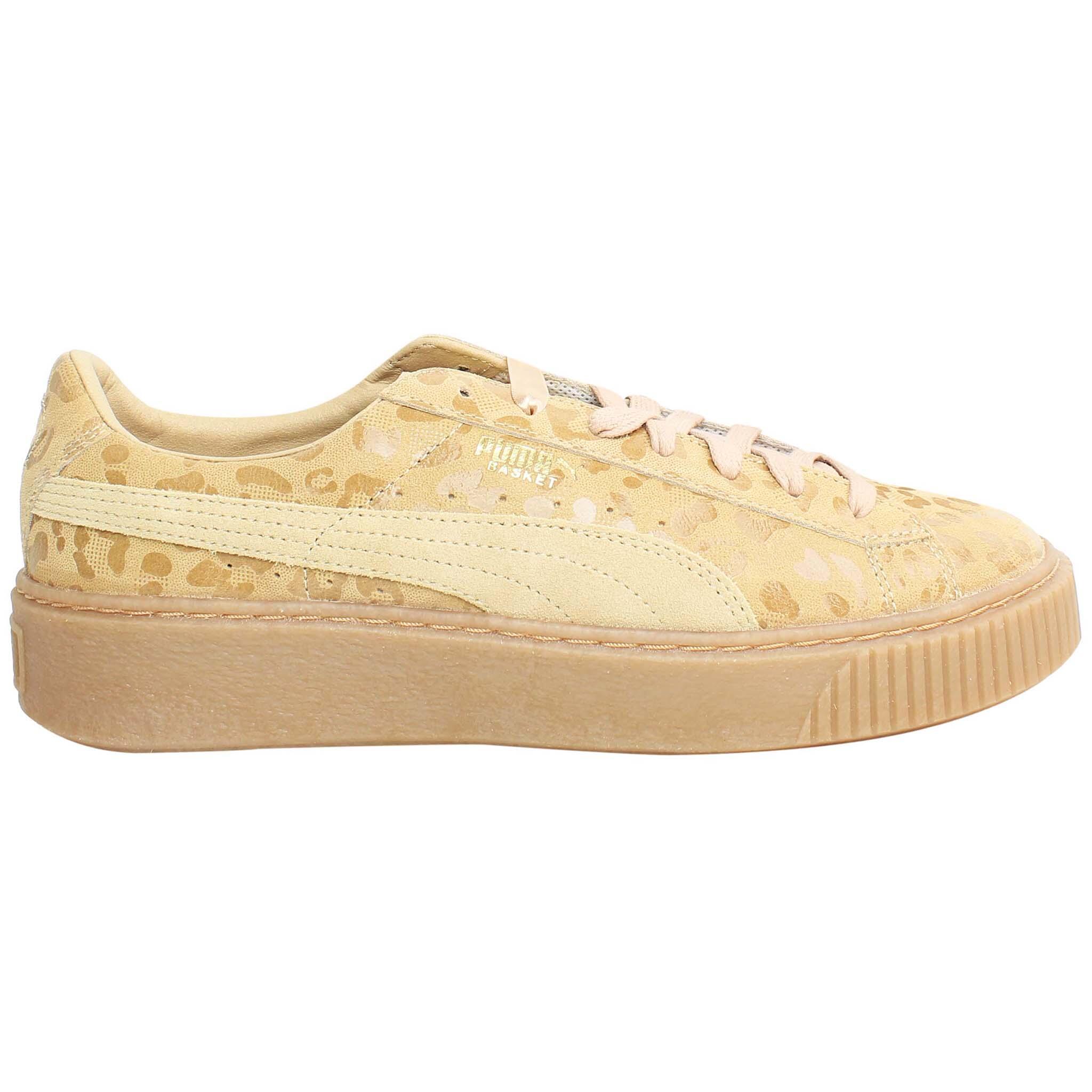 Puma Basket Leopard Womens Brown Platform Trainers 3/5