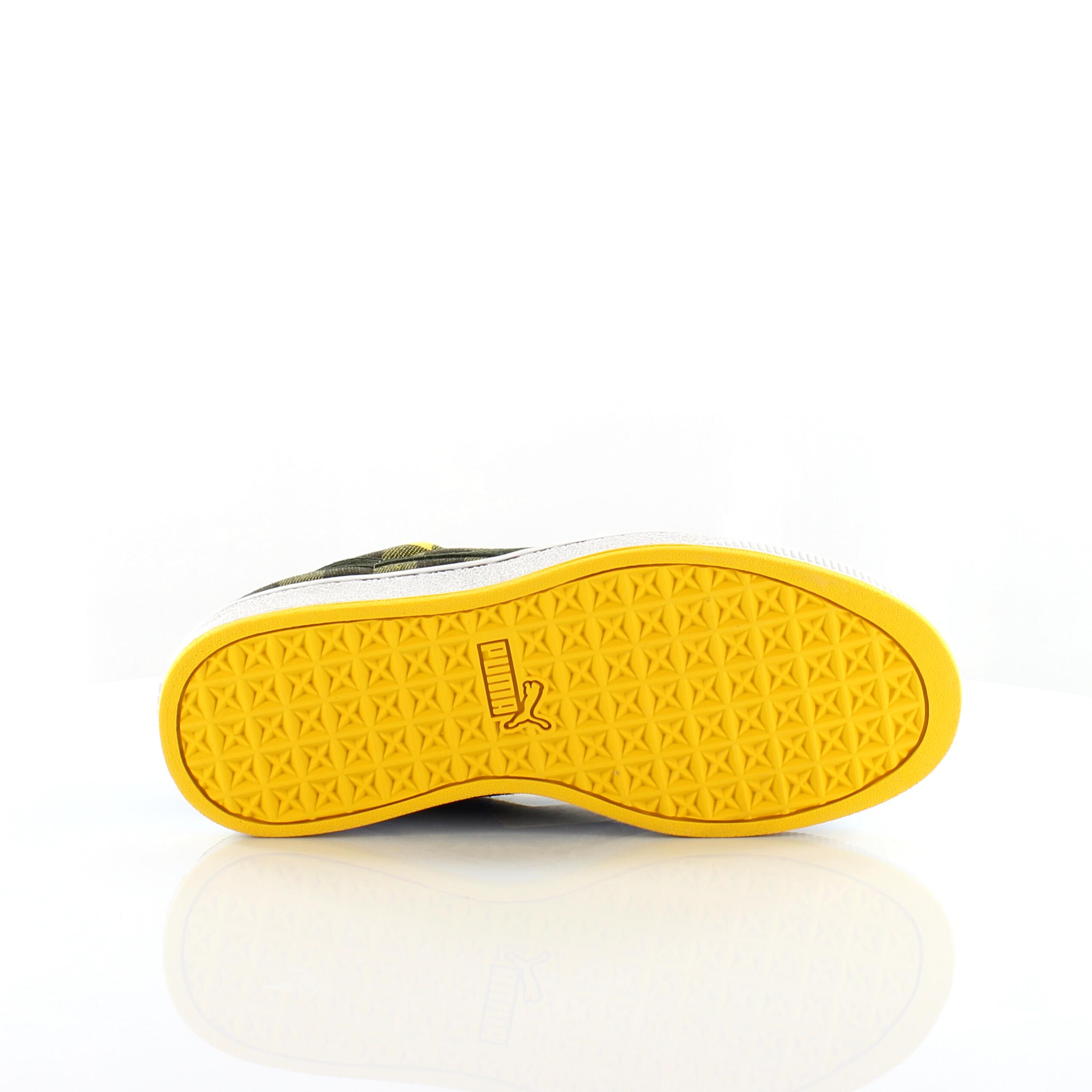 Puma Basket II Mens Green/Yellow Trainers 3/4