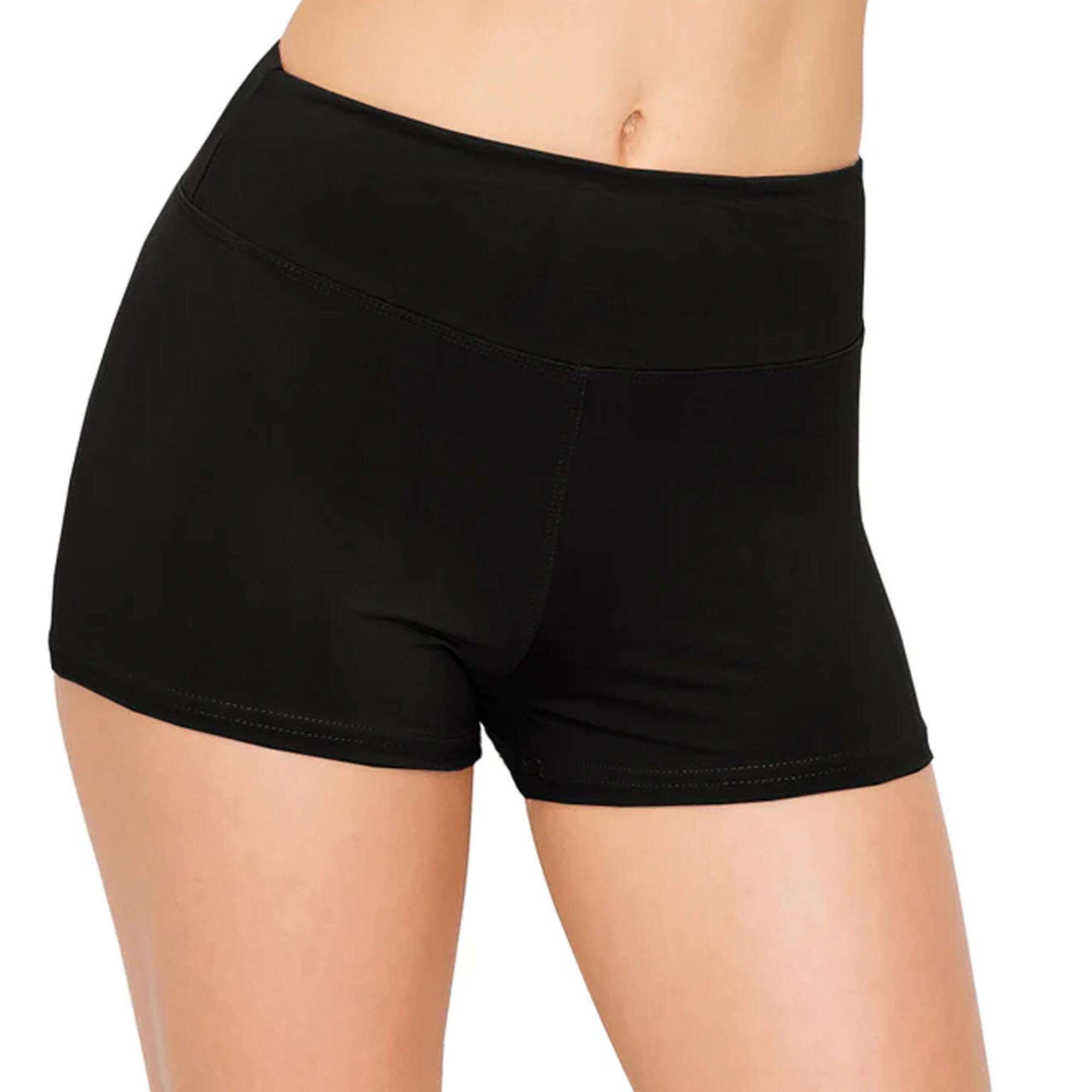 Womens/Ladies Cotton Dance Shorts (Black) 1/3