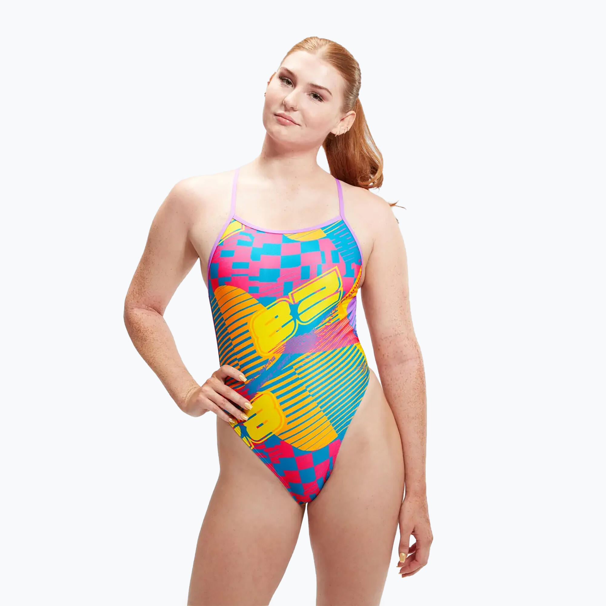 Maillot de bain femme Speedo Allover Digital Vback rose éclatant/lime 5/5