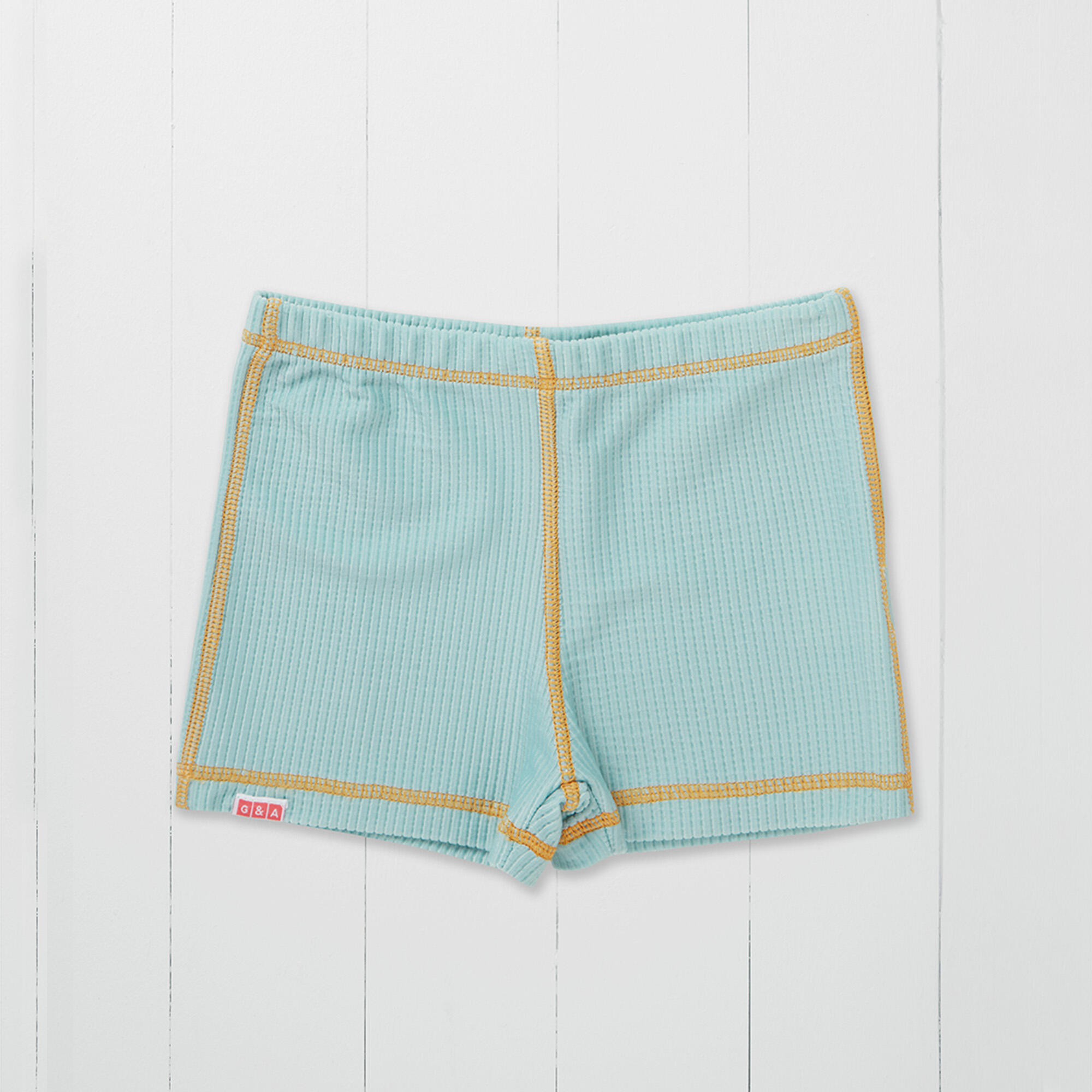 Pistachio Ribbed Kids Shortie Swim Shorts 1/2
