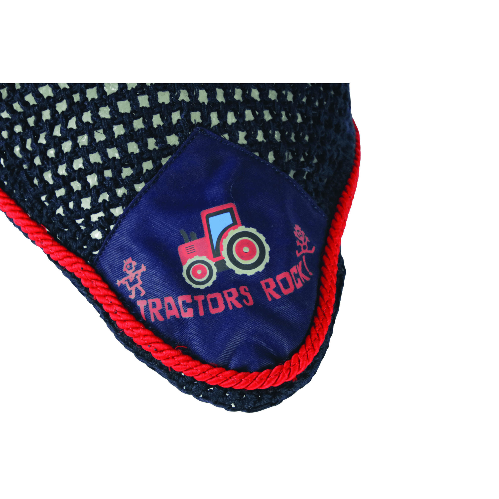 Fliegenhaube für Pferde "Tractors Rock" Damen und Herren Marineblau/Rot 2/2