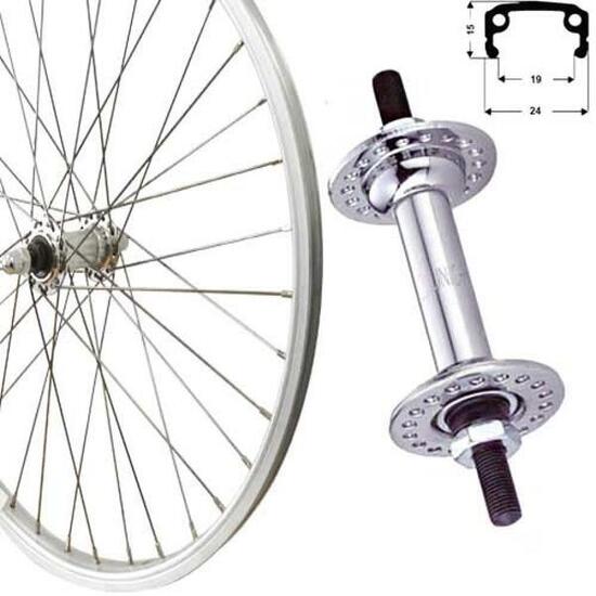 Roland Laufrad Vorderrad 18 Zoll 355-19 Stahl silber Festachse 20-Loch Alu-Ka...