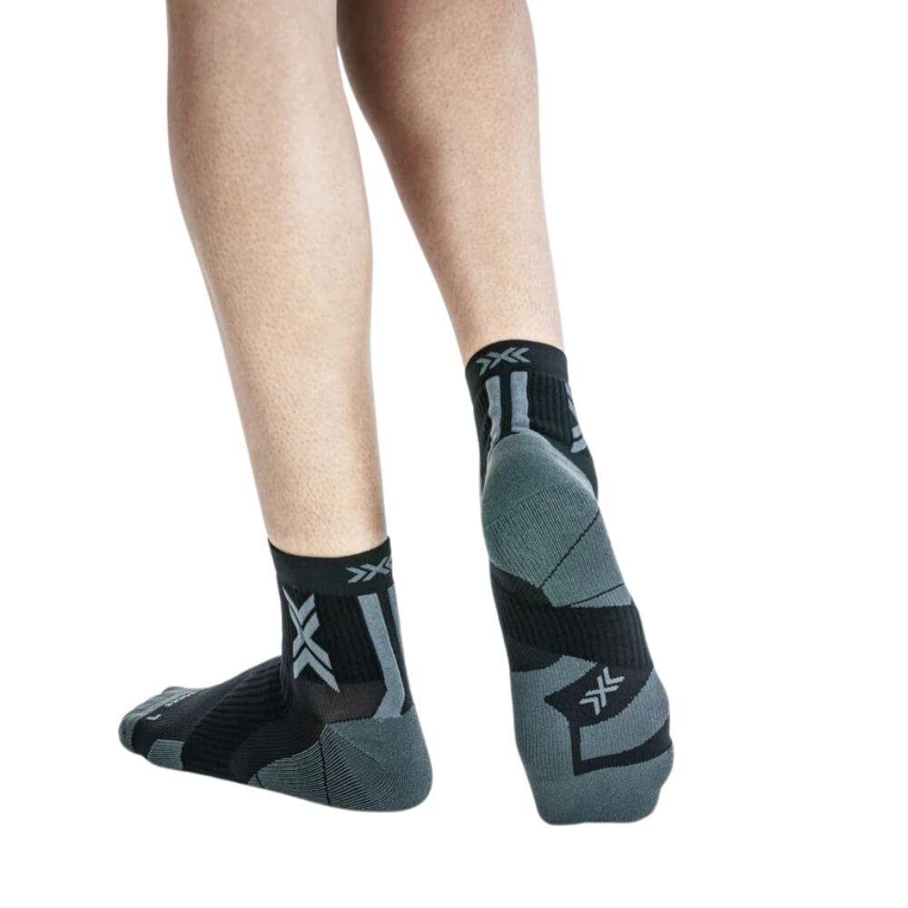 Meias X-Socks Run Perform Ankle Black/Charcoal corrida Unisex Cinzento X-BIONIC 3/4