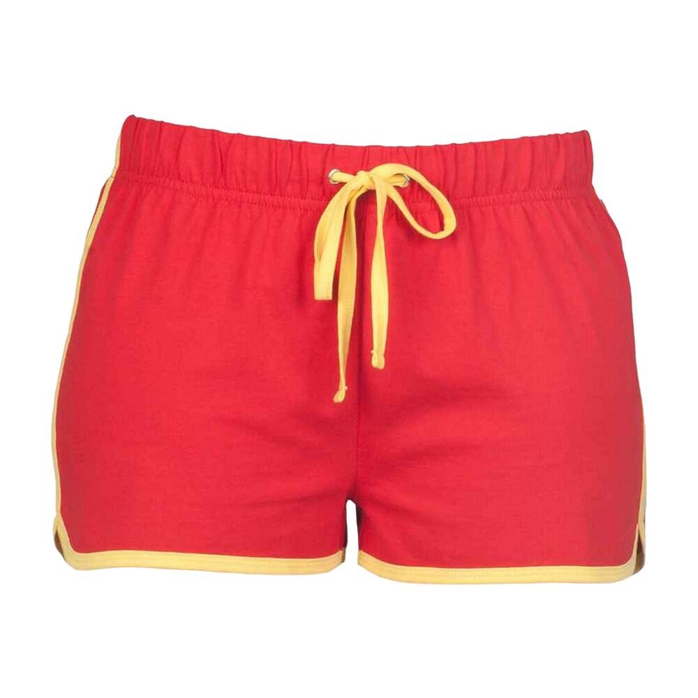 SKINNI FIT Womens/Ladies Retro Shorts (Red/Yellow)