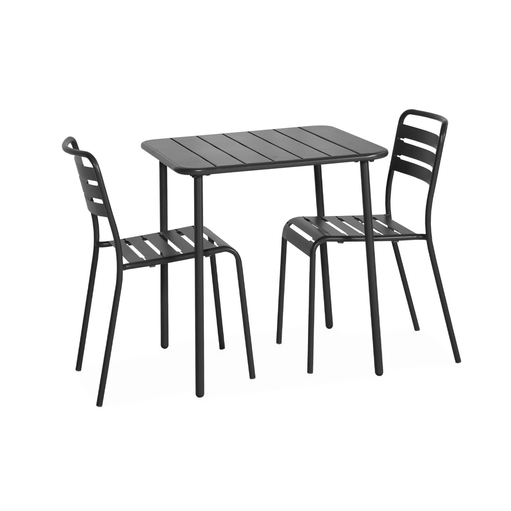 Mesa de jardín bistró de acero, 2 plazas, 70cm, Antracita 4/6