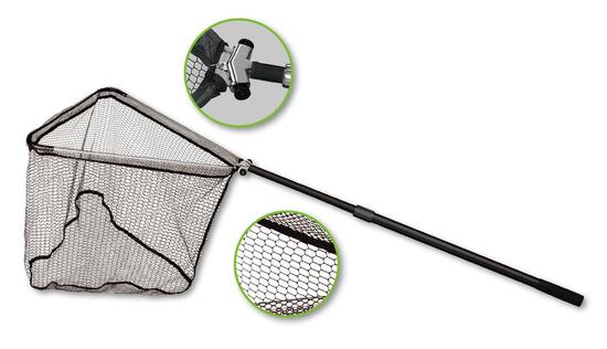 Raubfischkescher XXL Teleskop Kescher zum Angeln, Netz gummiert (225 cm)