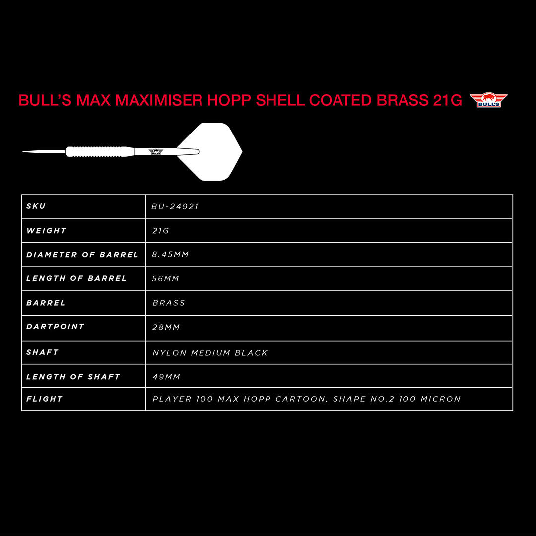 Bulls Max Maximiser Hopp Shell Coated Brass 21g 6/6