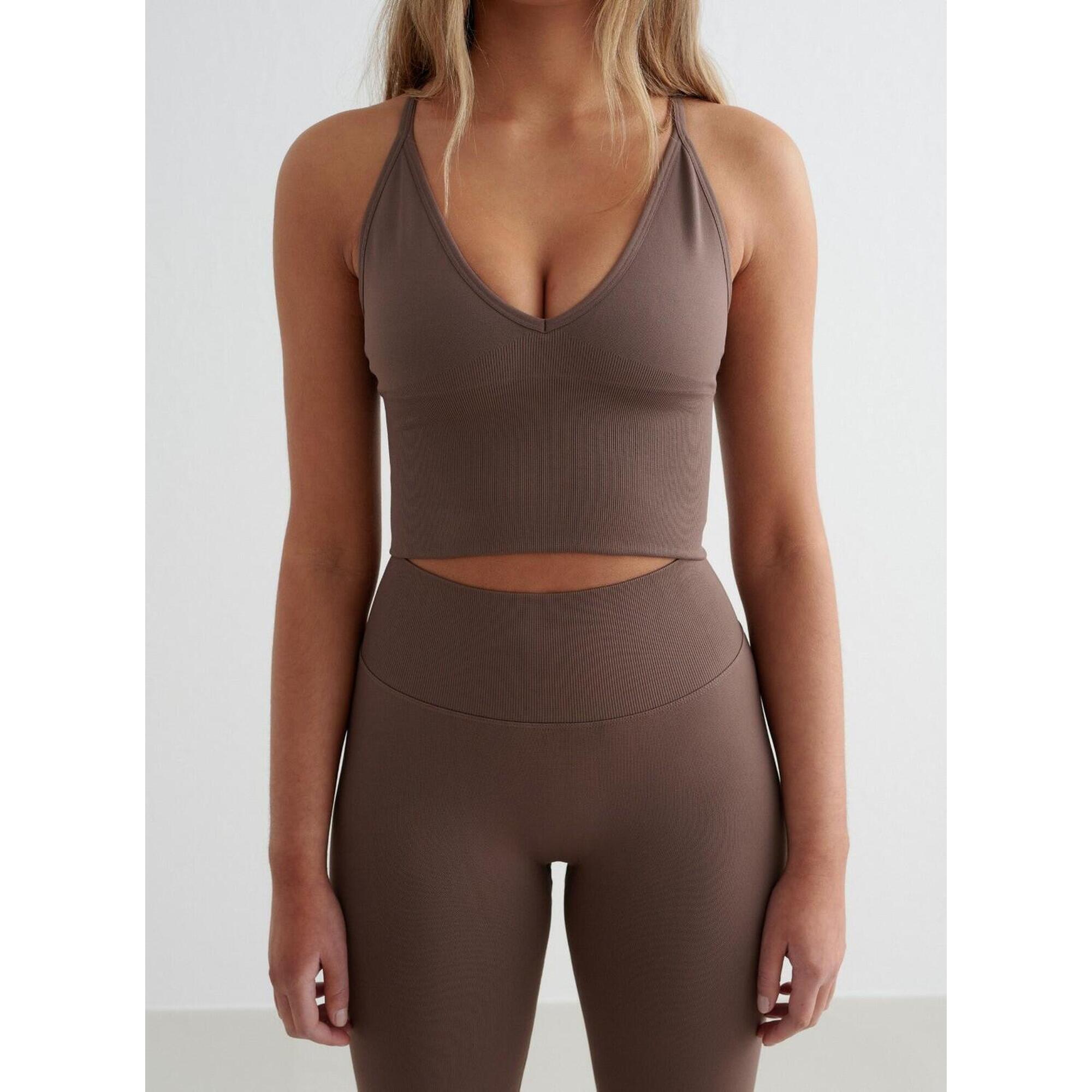 Aim'n - Femme Soutien-gorge De Sport Sans Couture Dos Croisé Bralette Marron - Brassière - Marron - 40 M - Decathlon