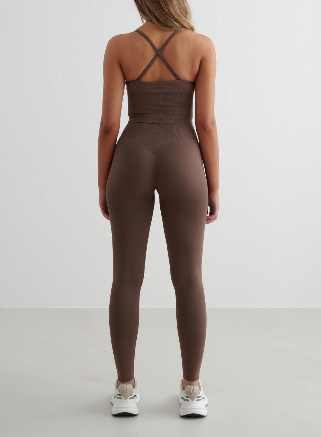 Donna Yoga Reggiseno Sportivo Senza Cuciture Schiena Incrociata Marrone 4/4