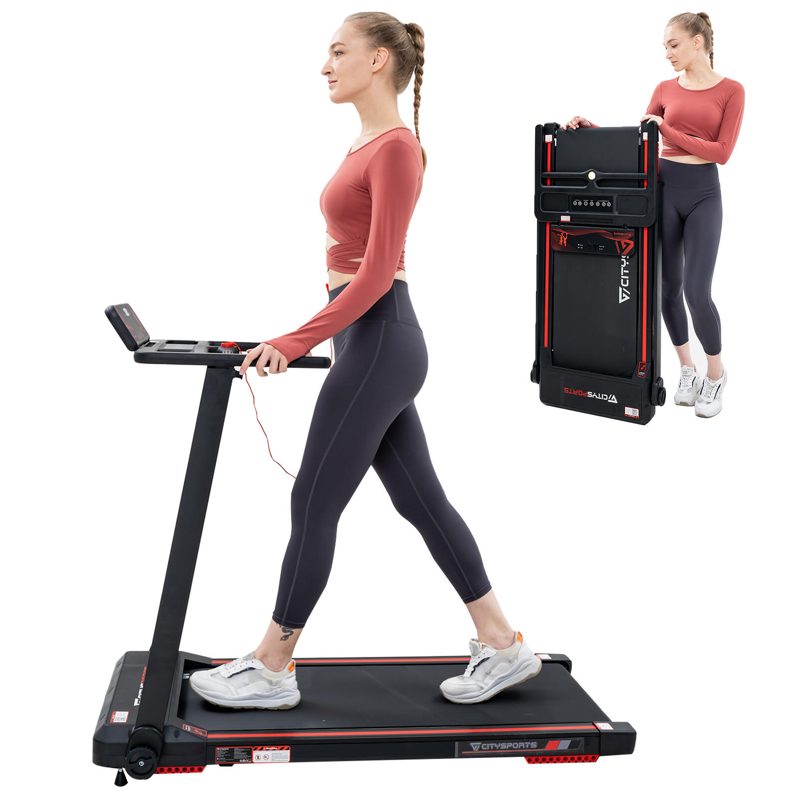 CITYSPORTS CITYSPORTS Folding Treadmill for Home Adjustable Speeds 1-12km/h
