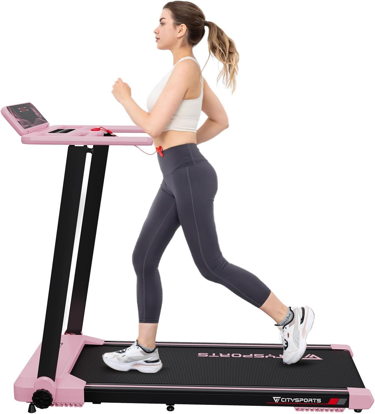 CITYSPORTS CITYSPORTS Folding Treadmill for Home Adjustable Speeds 1-12km/h Pink