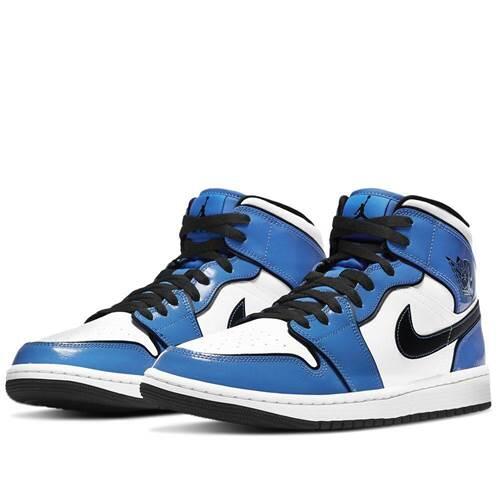 Încălțăminte baschet bărbătești Nike Air Jordan 1 Mid Retro Signal Blue SE