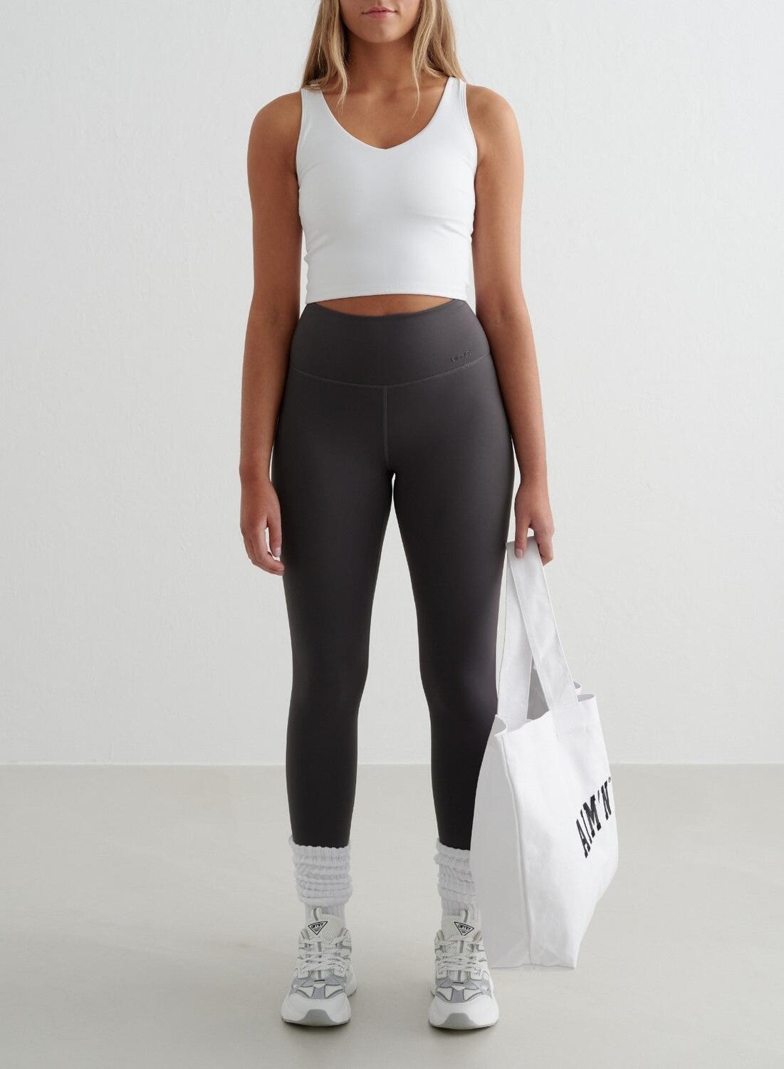Mujer Leggings Transpirable A prueba de Sentadillas Gris Oscuro 1/4