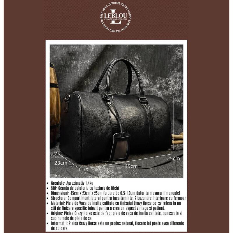 Geanta Premium din Piele de Vaca Leblou, Lucrata Manual cu Finisajul Crazy Horse