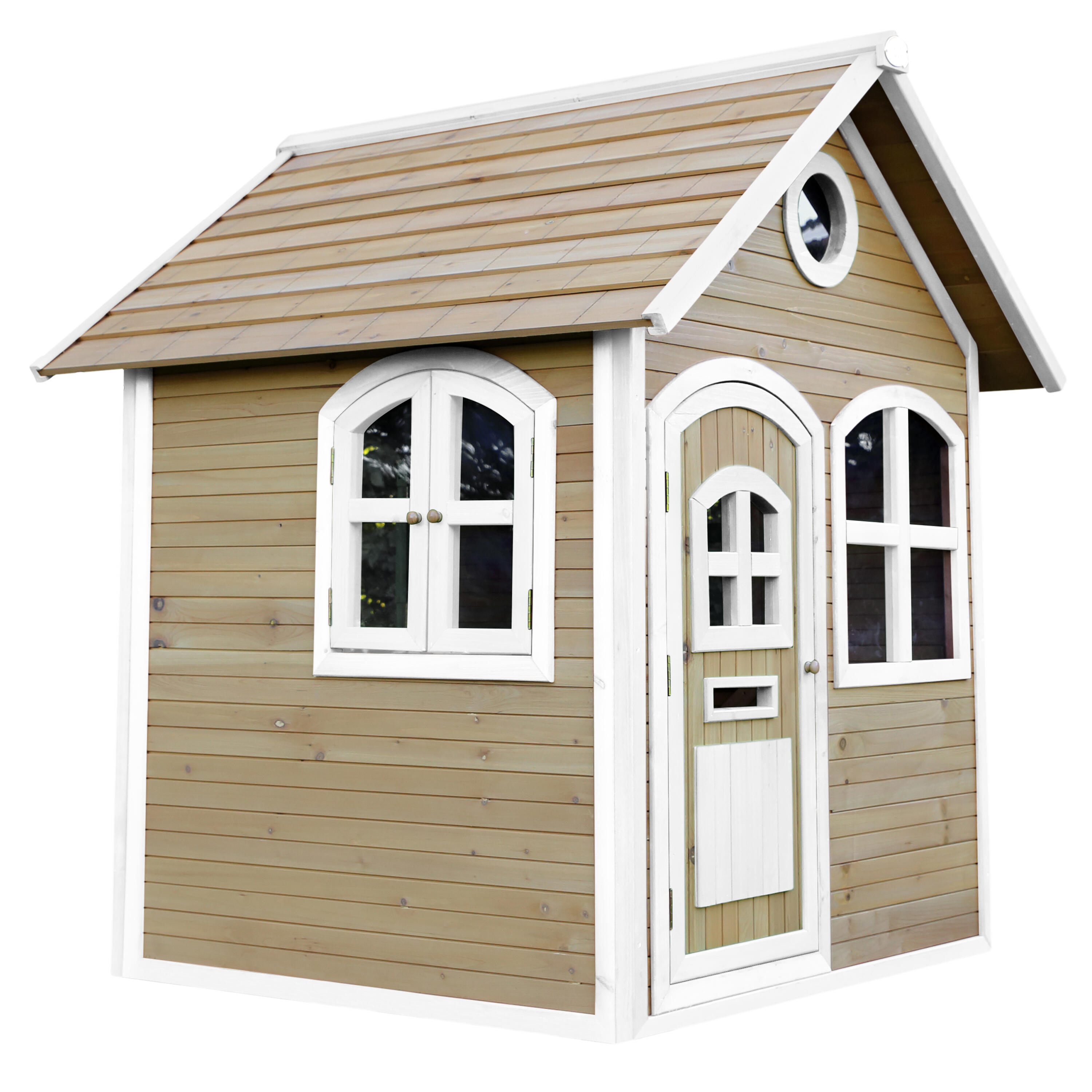 Maisonnette enfant en bois avec fenêtres, Julia, Marron/Blanche 2/7