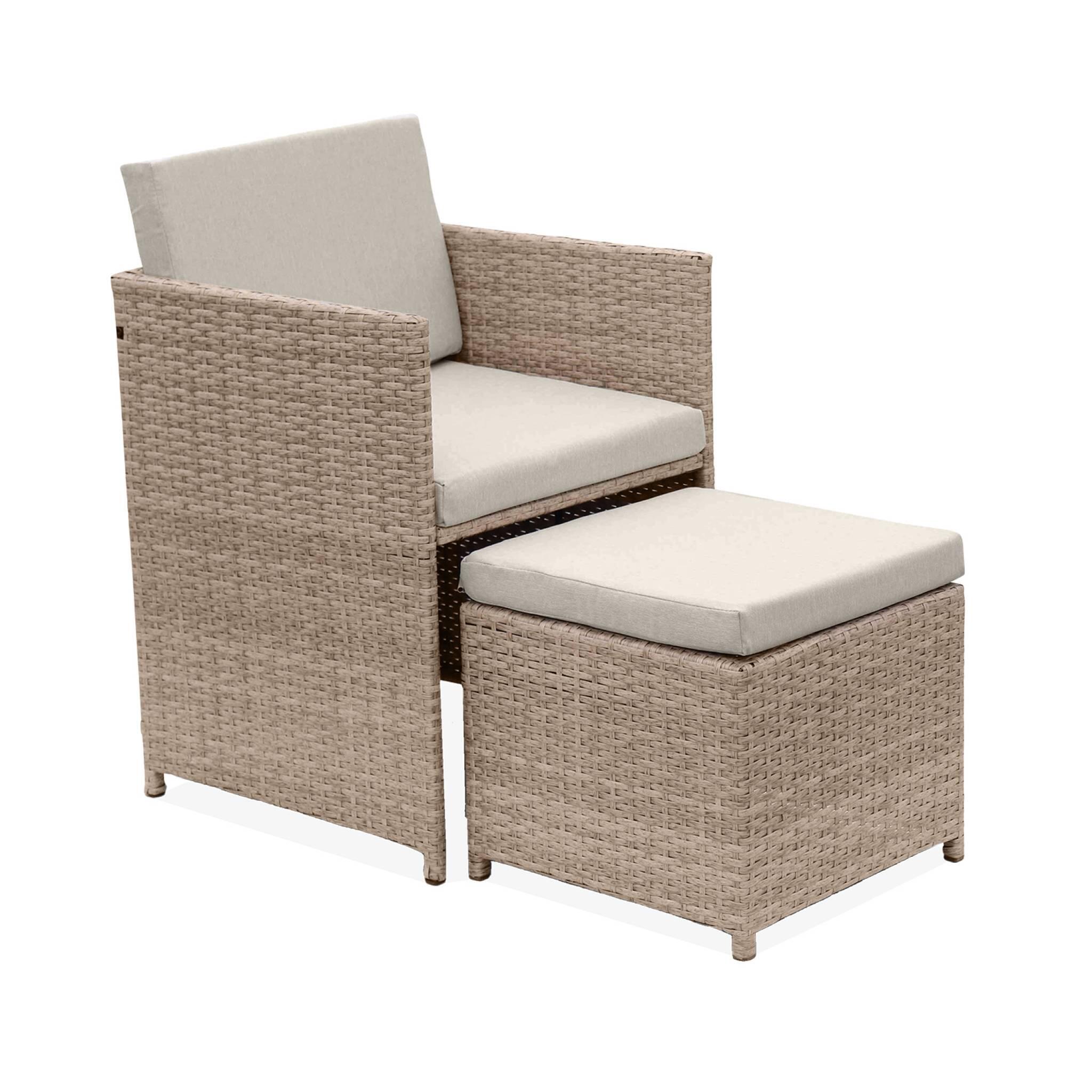 Mesa de jardim embutida em resina, 10 cadeirões, Beige 5/6