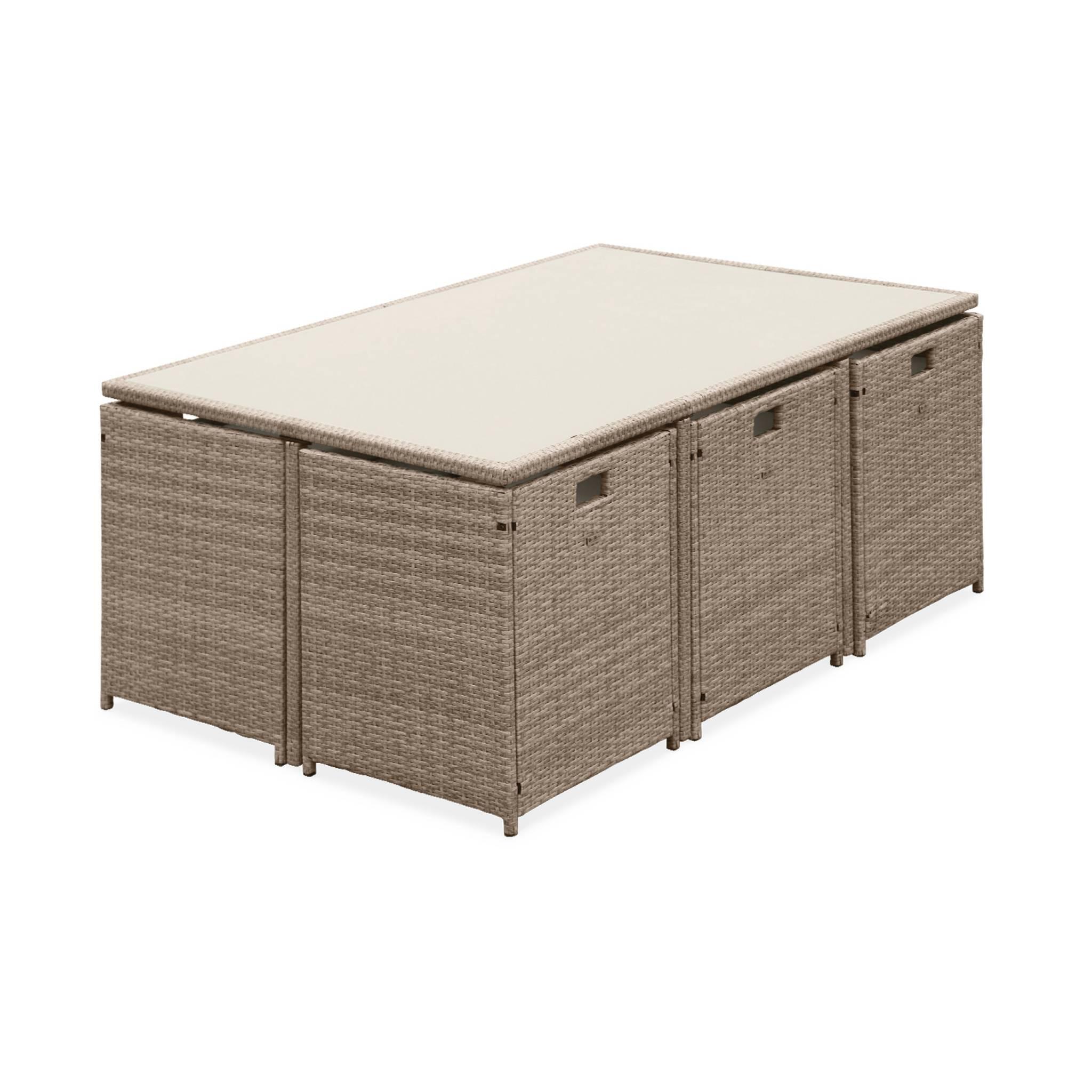 Mesa de jardim embutida em resina, 10 cadeirões, Beige 3/6