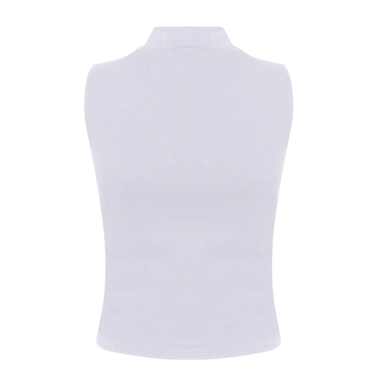 Hoher Hals Crop Tank Top Damen Weiß 3/3