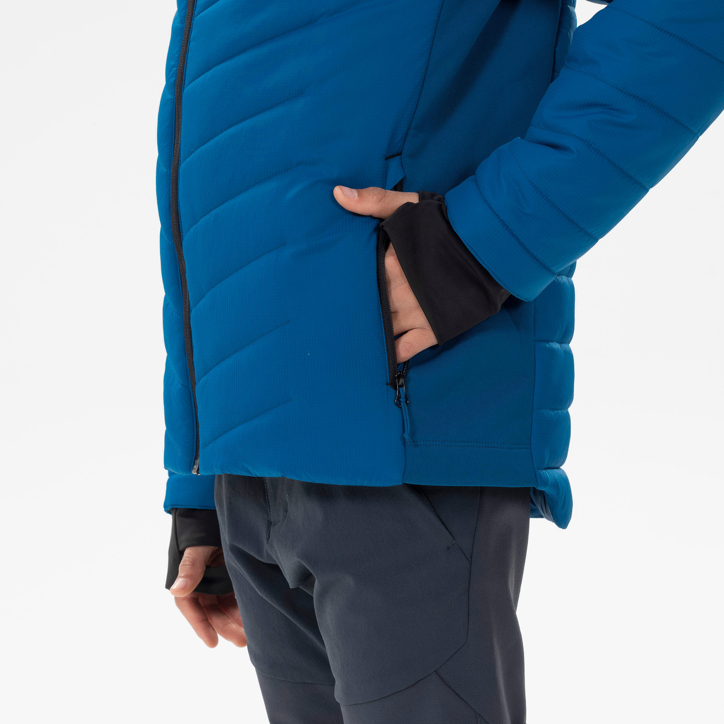 Tweedehands - Hybride gewatteerde wandeljas blauw kinderen 7-15... - UITSTEKEND 4/5