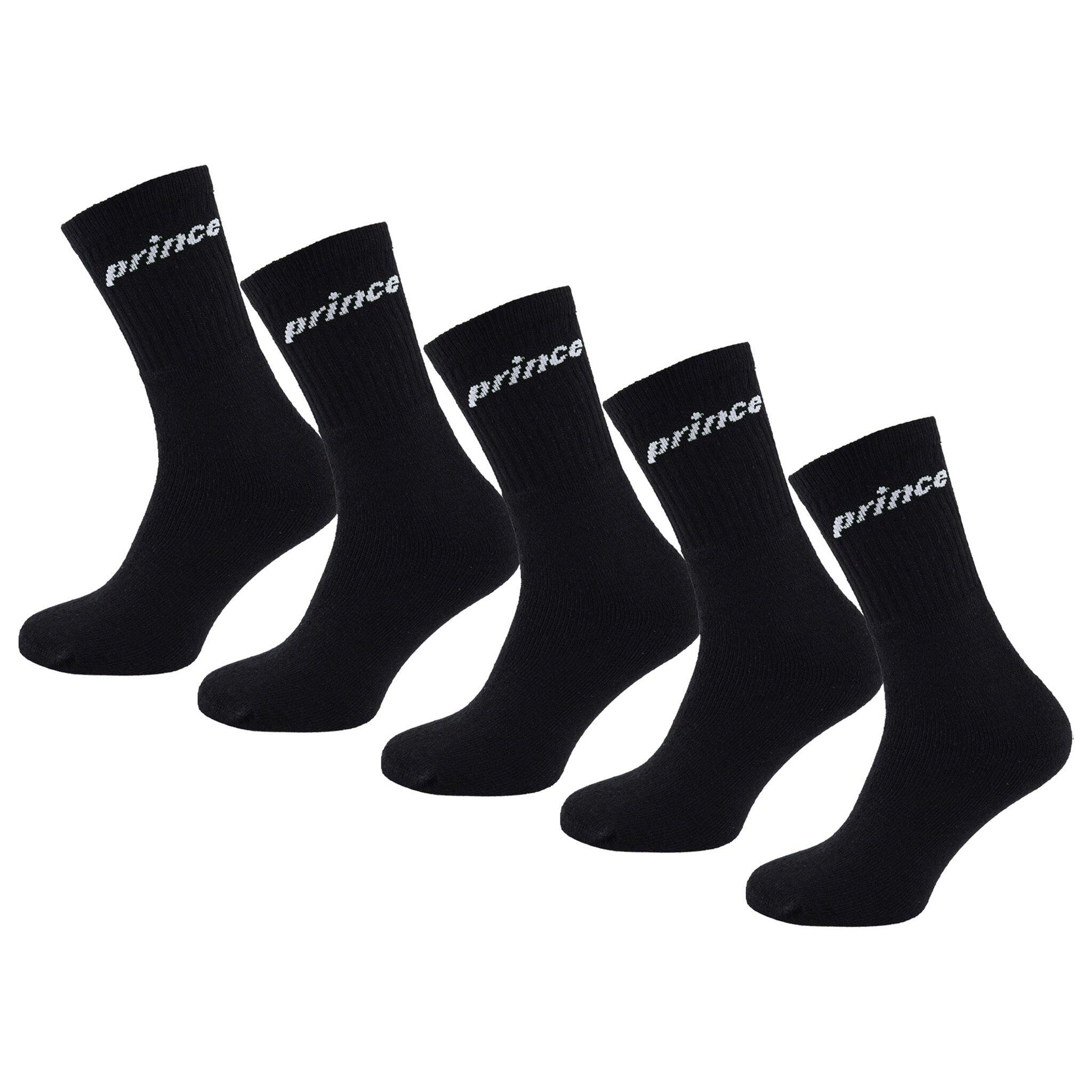 PRINCE Prince Tennis 5-Pack Mens Black Socks