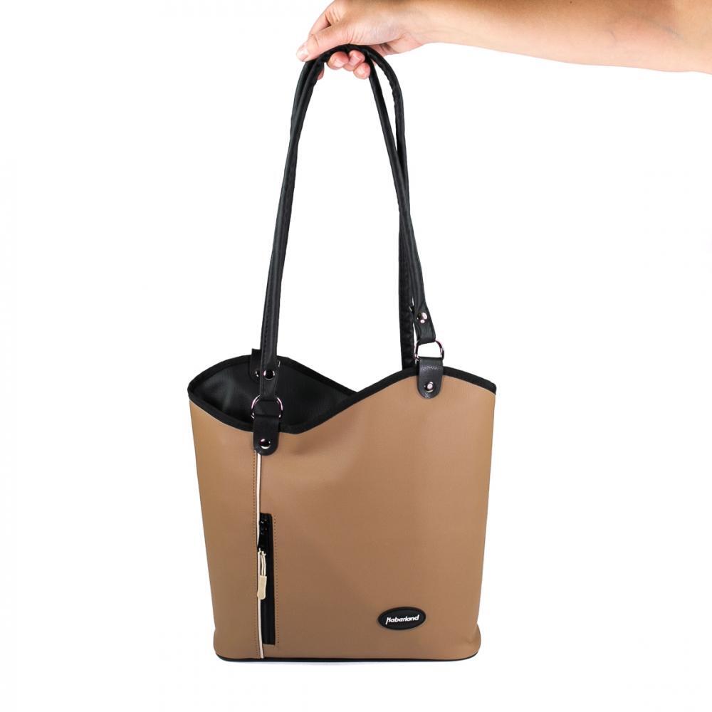 Haberland Lenkertasche Melanie hellbraun/schwarz beige - flexible Rucksack-Le... 1/3