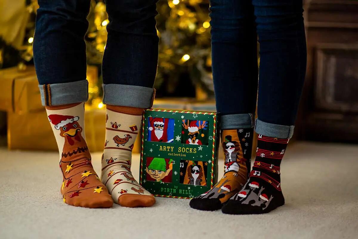 Sosete din bumbac de Craciun Arty Socks Om de Zapada Rocker Negru 3/5