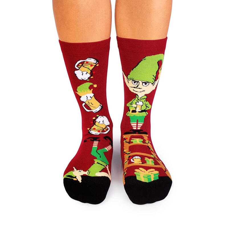 Sosete din bumbac de Craciun Arty Socks Spiridus Vesel Bordo deschis