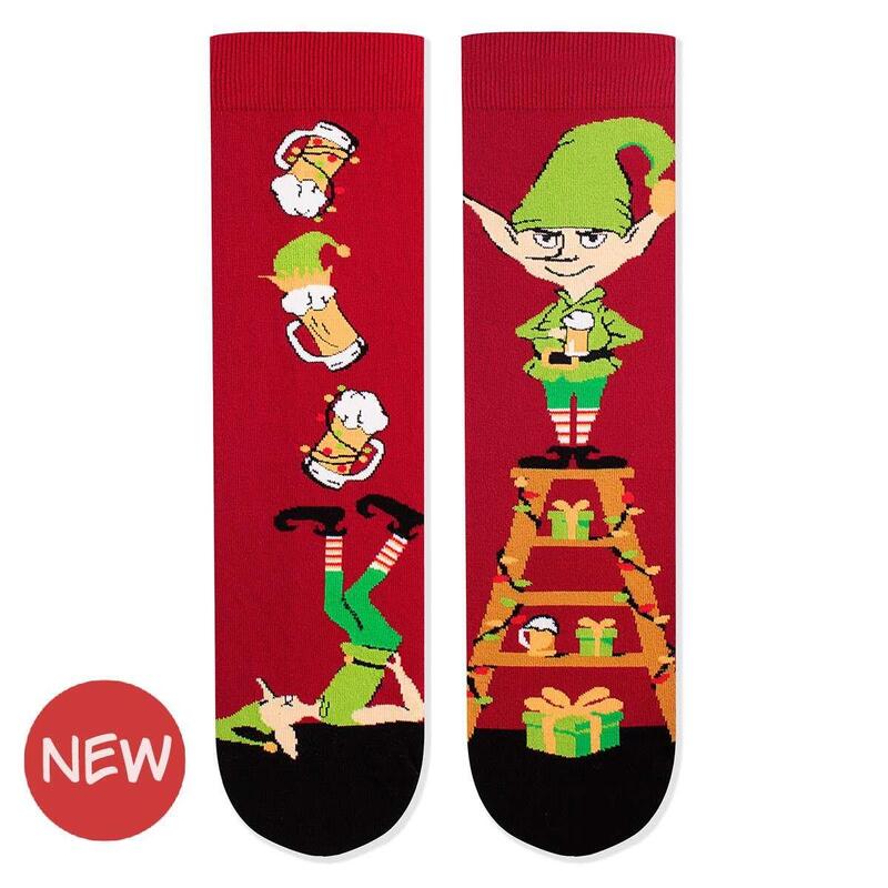 Sosete din bumbac de Craciun Arty Socks Spiridus Vesel Bordo deschis