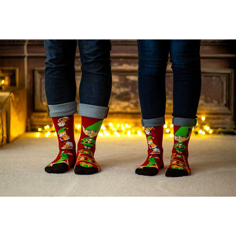 Sosete din bumbac de Craciun Arty Socks Spiridus Vesel Bordo deschis