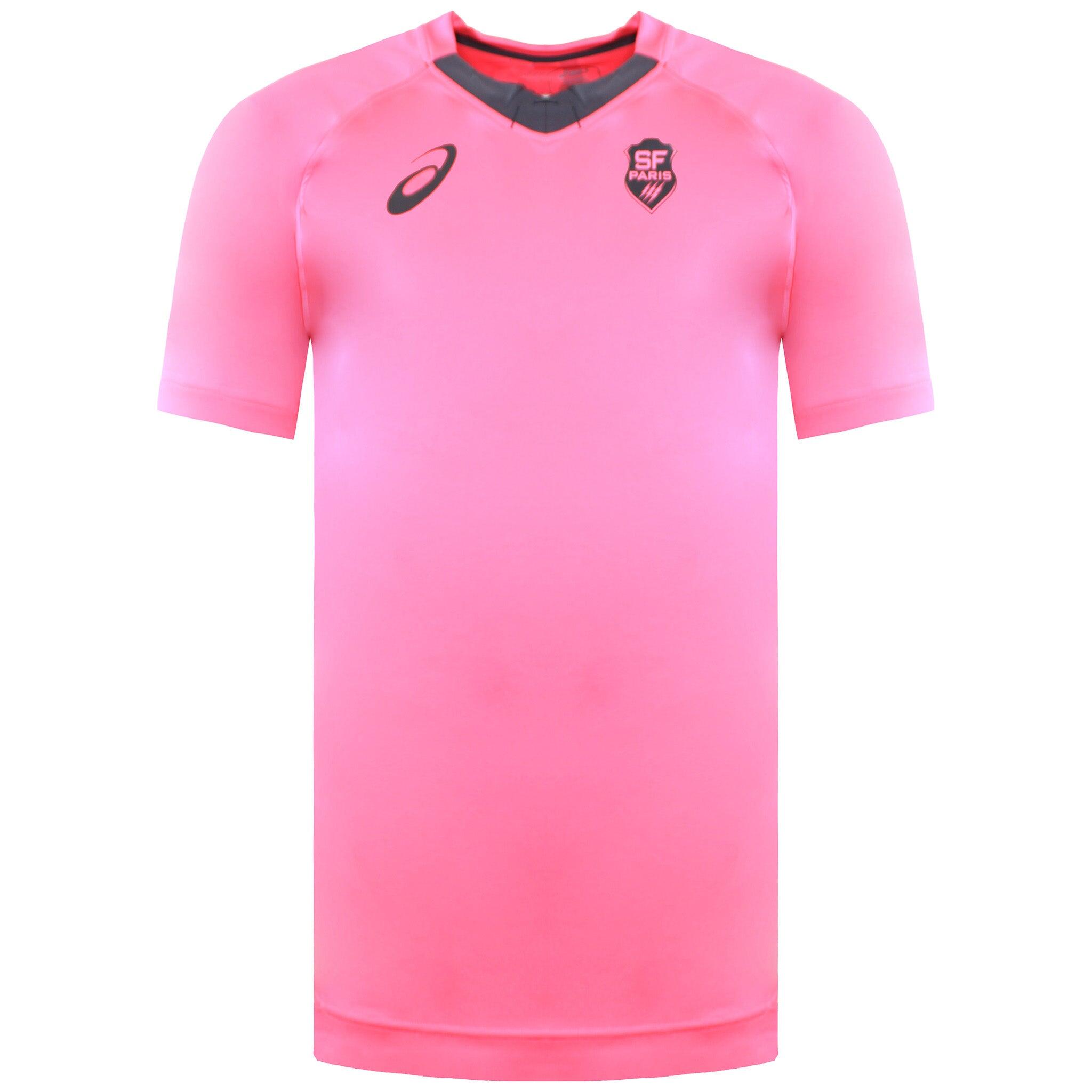 Asics SF Stade Francais Mens Pink Rugby Shirt 1/2
