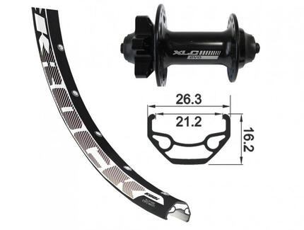 XLC roue avant 26 x 1,9 FW-A06 6 trous noir, blocage rapide, 32 trous