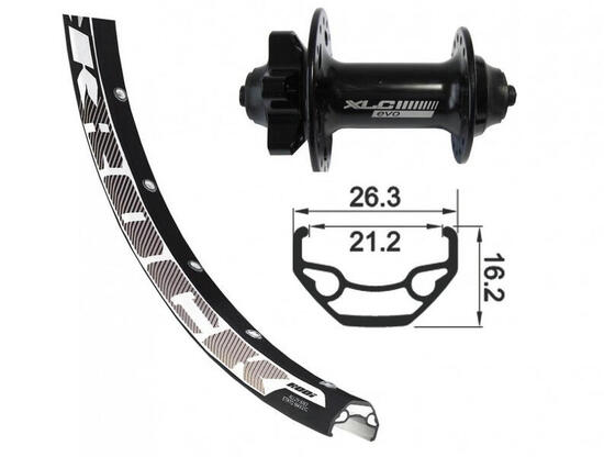 XLC roue avant 26 x 1,9 FW-A06 6 trous noir, blocage rapide, 32 trous