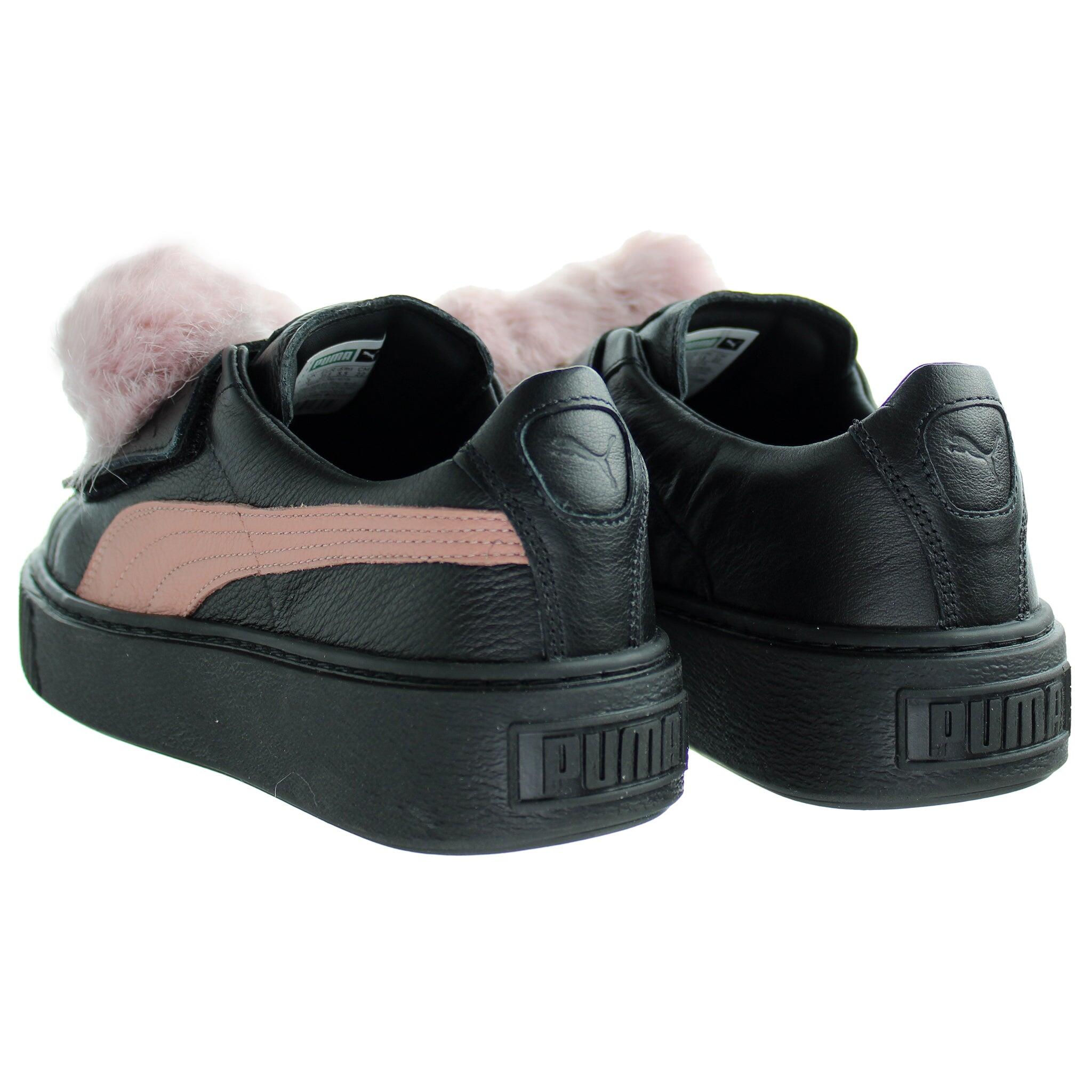 Puma Basket Platform PomPom Womens Black Trainers 2/5