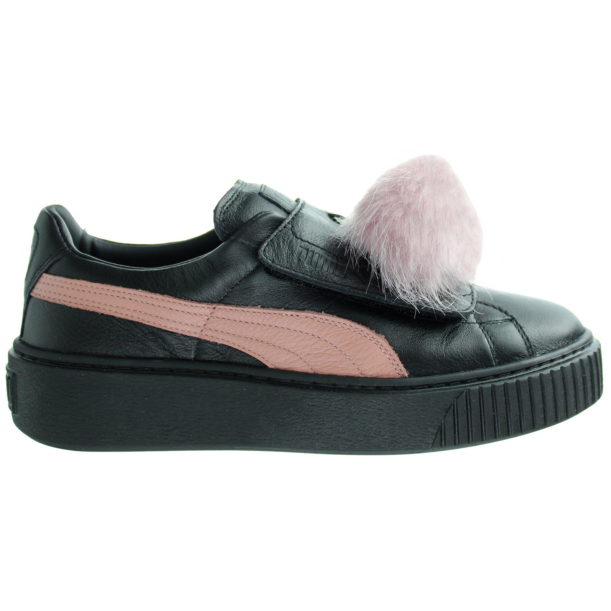 Puma Basket Platform PomPom Womens Black Trainers 1/5